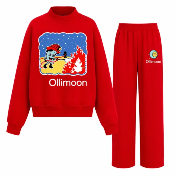 IMG_7783 Ollimoon Cherry Red Adventure Kids Sweat Set - Image 1